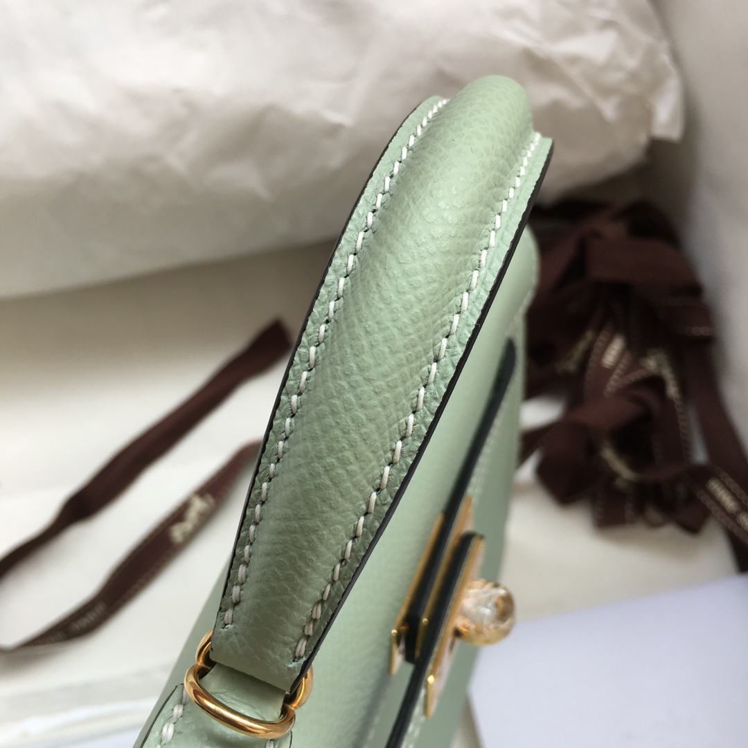 Hermes Kelly Mini II Bag 19CM In Sauge Green Epsom Leather